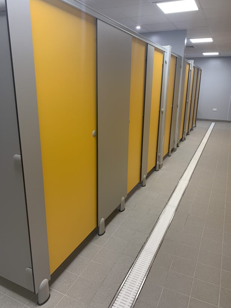 Leisure centre cubicles in solid grade laminate (SGL)