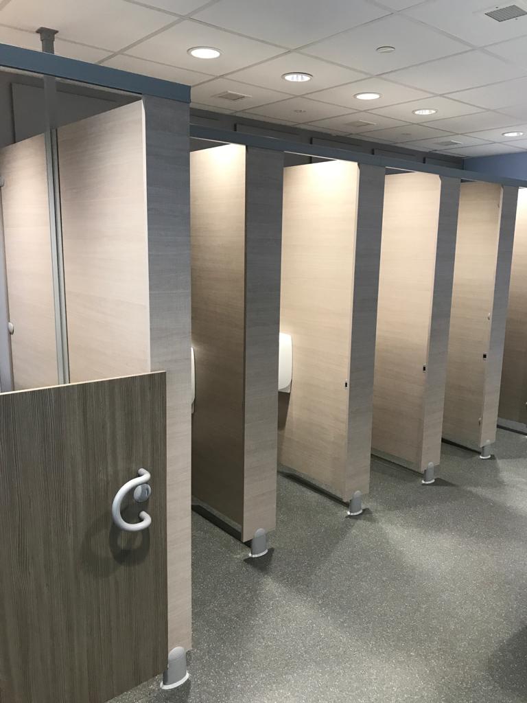 Venesta Award toilet cubicles with cut down doors