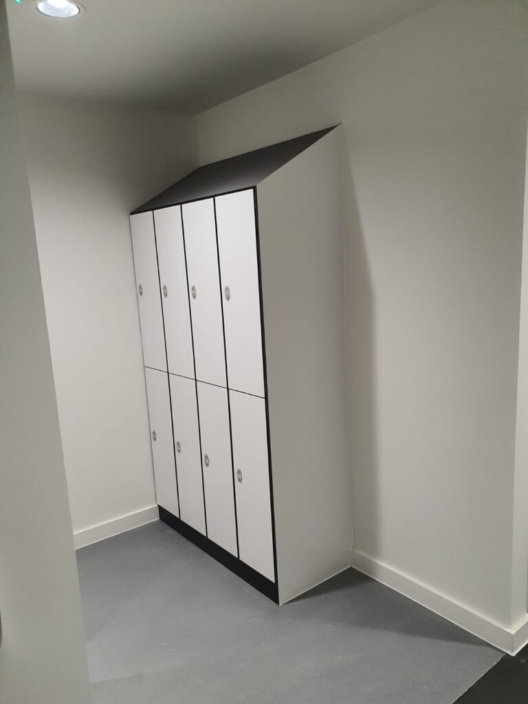 Lockers with sloped top