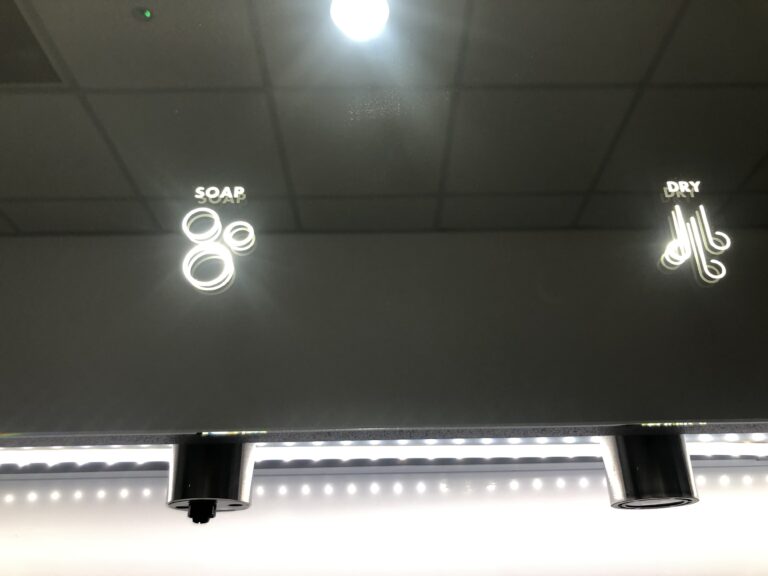 Mirror box LED signage close up