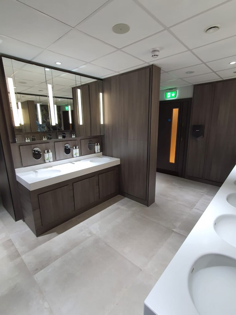 Solid Surface vanity with integral basins (2)