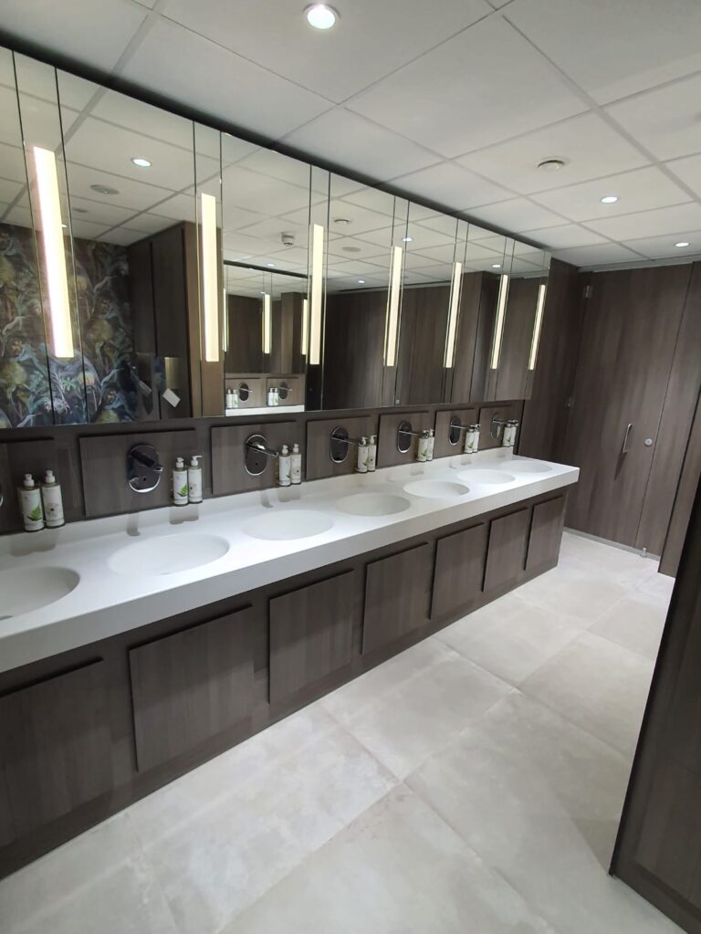 Solid Surface vanity with integral basins (3)
