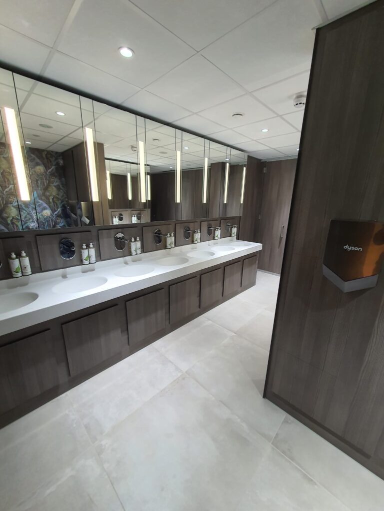 Solid Surface vanity with integral basins longer run