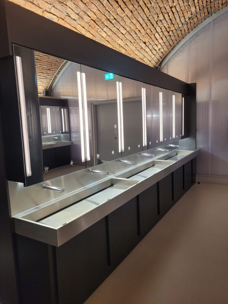 T-IPS Washrooms mirror box unit installation