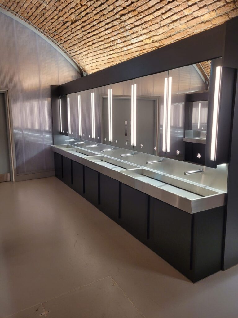T-IPS Washrooms mirror box unit installation
