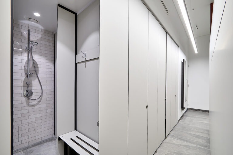 Image of shower cubicles in changing room