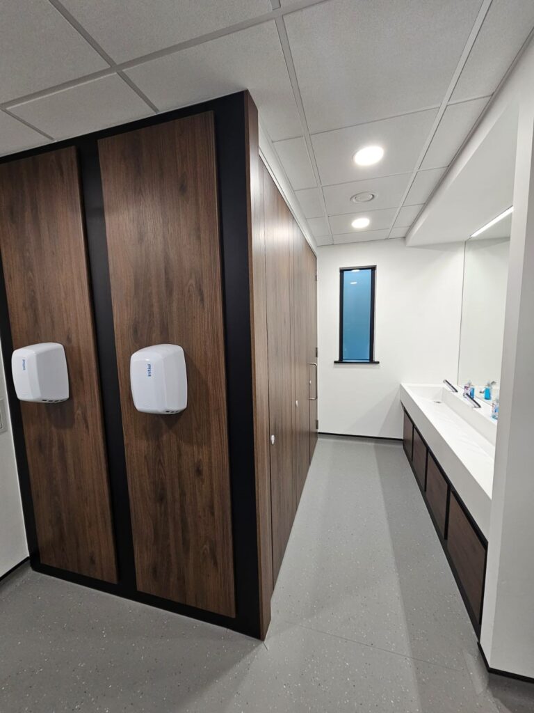 Toilet cubicles, IPS and solid surface washtrough